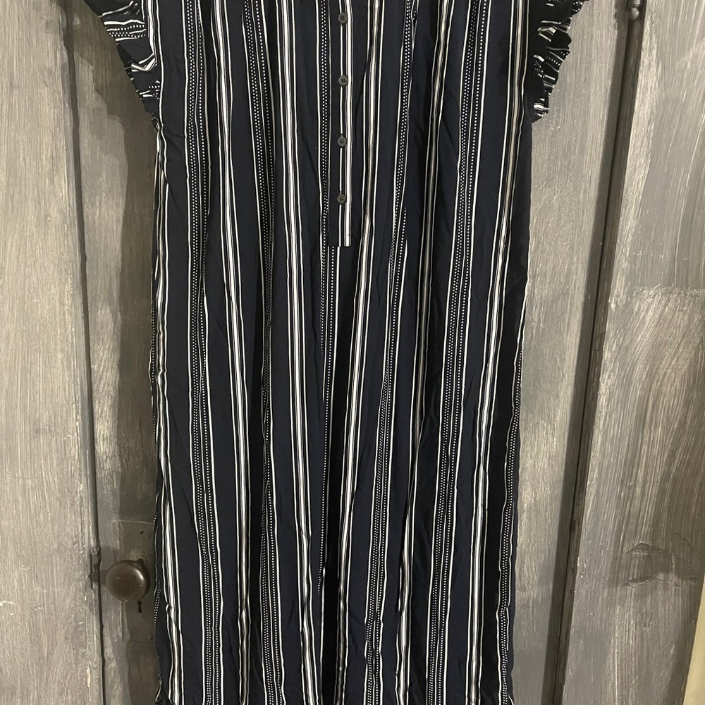 LOFT Navy and White Striped Dress - Picture 2 of 6